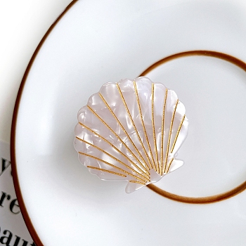 Cellulose Acetate(Resin) Claw Hair Clips, Hair Accessories for Girls Women, Shell Shape, WhiteSmoke, 41x34mm