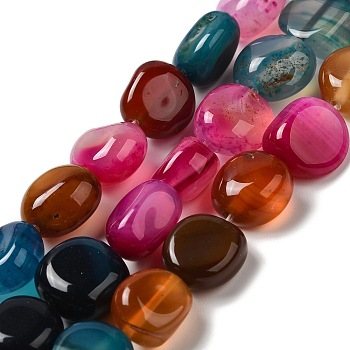 Natural Agate Beads Strands, Dyed & Heated, Nuggets, Tumbled Stone, Colorful, 14~15x10~14x8~9.5mm, Hole: 1.6mm, about 12~13pcs/strand, 7.09~7.48''(18~19cm)