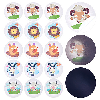 Round Dot PVC Potty Training Toilet Color Changing Stickers, Reusable Potty Targets Color Changing Pee Target for Kid Training, Animal, 70x0.3mm