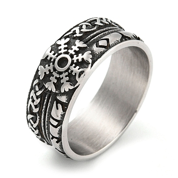 304 Stainless Steel Ring, Rings, Snowflake, 9mm, Inner Diameter: 19mm