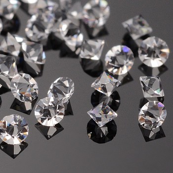 Grade A Glass Rhinestone Cabochons, Bicone, Pointed Back, Crystal, 1.35~1.4mmr, about 1440pcs/bag