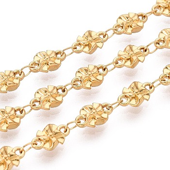 5M 304 Stainless Steel Windmill Link Chains, Soldered, with Spool, Ion Plating(IP), Real 18K Gold Plated, 8x5x2.8mm