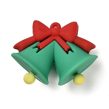 Christmas PVC Plastic Pendants, Christmas Bell, 36x47.5x25mm, Hole: 2mm