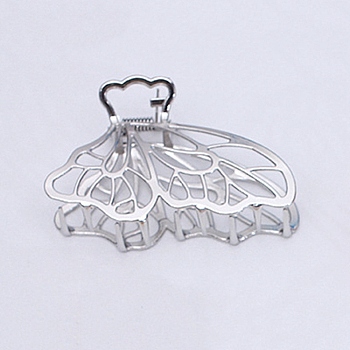 Alloy Claw Hair Clips, Butterfly, Platinum, 80x50mm