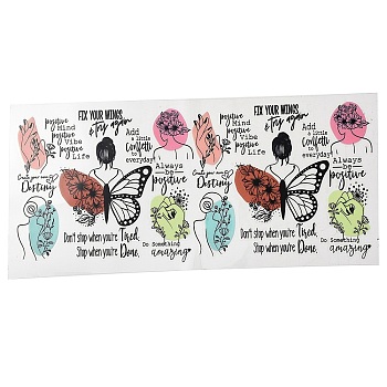 PET Self-Adhesive Stickers, for Party Decorative Present, Butterfly, Colorful, 110~120x230~250x0.3mm
