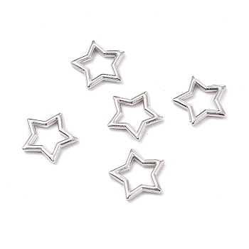 Zinc Alloy Links, Open Back Bezel, For DIY UV Resin, Epoxy Resin, Pressed Flower Jewelry, Star, Platinum, 9x9.5x1mm, Hole: 5mm, about 100pcs/bag