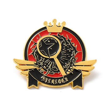 Magic Theme Enamel Pin, Golden Alloy Brooch for Backpack Clothes, Crown, 39.5x45.5x2mm