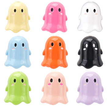 36Pcs 9 Colors Opaque Acrylic Beads, Ghost, Mixed Color, 17x15x15mm, Hole: 2mm, 4pcs/color