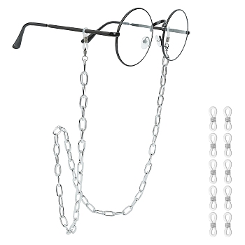 ARRICRAFT Eyeglasses Chains, Neck Strap for Eyeglasses, with Aluminum Paperclip Chains, 304 Stainless Steel Lobster Claw Clasps and Rubber Loop Ends, Platinum, 30.11 inch(76.5cm), 10pcs/box