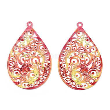 Spray Painted 430 Stainless Steel Filigree Big Pendants(STAS-TAC0004-052G)-3