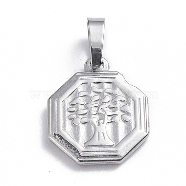Stainless Steel Color Octagon 201 Stainless Steel Pendants