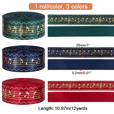 Elite 36 Yards 3 Colors Laser Style Polyester Satin Ribbons(OCOR-PH0002-41)-3