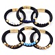 Mixed Stone Round Bead Leather Cord Multi-strand Bracelets(BJEW-A009-10G)-1