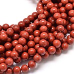 Grade A Natural Red Jasper Bead Strands, Round, 8mm, Hole: 1mm, about 44~48pcs/strand, 15 inch(X-G-P075-36-8mm)
