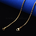 PVD Vacuum Plating 304 Stainless Steel Boston Link Chain Necklace, with Lobster Claw Clasp, Real 18K Gold Plated, 19.68 inch(50cm)x0.6mm(NJEW-S420-005A-G)