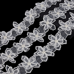 Organza Flower Lace Trims, White, 3 inch(75mm)(OCOR-WH0112-031)