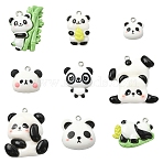 18Pcs 9 Colors Opaque Resin Pendants, with Platinum Tone Iron Loop, Panda, 16~37x17.5~31x6.5~9.5mm, Hole: 2mm, 2pcs/color(CRES-YW0002-79)