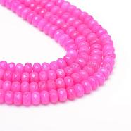 Natural White Jade Bead Strands, Dyed, Faceted, Rondelle, Magenta, 4~5x3mm, Hole: 0.5mm, about 115~120pcs/strand, 13.39~13.98 inch(34~35.5cm)(G-R343-2x4-08)