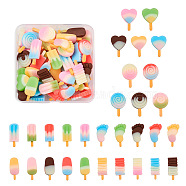 60Pcs 6 Style Resin Decoden Cabochons, DIY Accessories, for Resin Jewelry Making, Imitation Food, Ice Sucker & Foot Shaped & Heart Shaped & Lollipop Shape, Colorful, 10pcs/style(RESI-TA0001-36)