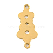 304 Stainless Steel Connector Charms, Laser Cut, Double Flower Links, Real 18K Gold Plated, 17x8x1mm, Hole: 1.2mm(STAS-Z076-21G)