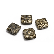 Carved Rhombus CCB Plastic Beads, Antique Bronze, 37x38x10mm, Hole: 2mm, Side Length: 30x31mm(CCB-N002-04AB)