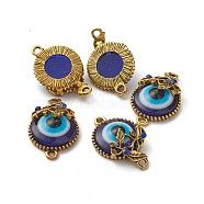 Alloy Links connectors, with Rhinestone and Resin, Evil Eye, Antique Golden, 29x18.5x8mm, Hole: 2mm(TIBE-L004-H001-AG)