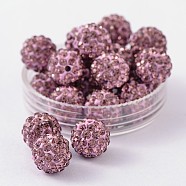 Polymer Clay Rhinestone Beads, Grade A, Round, PP15, Light Amethyst, 10mm, Hole: 1.8~2mm, 6 Rows Rhinestone, PP15(2.1~2.2mm)(RB-C1438-10mm-A10)