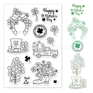 PVC Plastic Stamps, for DIY Scrapbooking, Photo Album Decorative, Cards Making, Stamp Sheets, Clover Pattern, 16x11x0.3cm(DIY-WH0167-56-438)