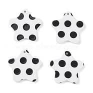 (Defective Closeout Sale: Yellowing Back), Cellulose Acetate(Resin) Pendants, Star with Polka Dot, White, 26x27x2mm, Hole: 1.2mm(KY-XCP0001-11)