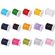 Nylon Thread, Chinese Knotting Cord Cord, DIY Braided Ball Jewelry Making Cord, Mixed Color, 0.8mm, about 10m/roll(10.93yards/roll), 15rolls/set(NWIR-PH0001-11)