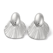 304 Stainless Steel Hat Stud Earrings, Silver, 38x30mm(EJEW-D281-13S)