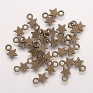 Tibetan Style Alloy Charms, Christmas Star, Cadmium Free & Nickel Free & Lead Free, Antique Bronze, 10x8x1mm, Hole: 2mm(TIBEP-A123046-AB-FF)