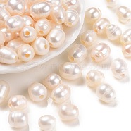 Grade B Natural Cultured Freshwater Pearl Beads, Nice for Mother's Day Earring Making, Rice, White, 10~12x8~9x8~9mm, Hole: 2mm(PEAR-ZX002)