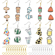 SUPERFINDINGS DIY Earring Making, with Epoxy Resin Pendants, with Brass Open Jump Rings and Earring Hooks, Mixed Color, Pendants: 20pcs/box(DIY-FH0003-10)
