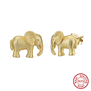 925 Sterling Silver Elephant Stud Earrings, Real 14K Gold Plated, 9x11mm(STER-P065-05G)