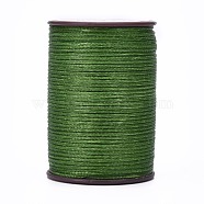 Flat Waxed Thread String, Micro Macrame Cord, for Leather Sewing Stitching, Dark Olive Green, 0.8mm, about 109.36 yards(100m)/roll(X-YC-P003-A08)