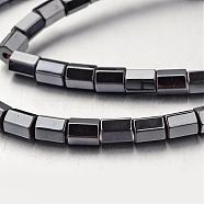 Non-magnetic Synthetic Hematite Bead Strands, Faceted, Column, Original Color, 6x4~5mm, Hole: 1mm, about 66pcs/strand, 15.7 inch(G-F300-38A-09)
