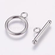 304 Stainless Steel Toggle Clasps, Stainless Steel Color, Toggle: 21x16mm, Hole: 3mm, Bar: 23x3mm, Hole: 3mm(STAS-K148-01P)