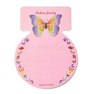Round Paper Hair Clip Display Cards, Butterfly Print Jewelry Display Card for Hair Clip Storage, Pearl Pink, 13.7x10x0.05cm, Hole: 5mm(CDIS-C005-06)