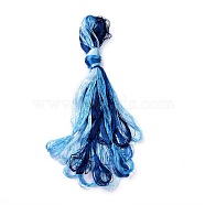 Real Silk Embroidery Threads, Friendship Bracelets String, 8 Colors, Gradient color, Marine Blue, 1mm, 20m/bundle, 8 bundles/set(OCOR-D012-01I)