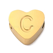 Ion Plating(IP) Tarnish Resistant 304 Stainless Steel Beads, Heart with Letter, Golden, Letter C, 7x8x3mm, Hole: 2mm(STAS-H219-16G-C)