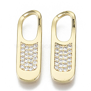 Brass Micro Pave Cubic Zirconia Pendants, Nickel Free, Rectangle, Clear, Real 18K Gold Plated, 23x7x2mm, Hole: 9x4.5mm(KK-N232-56-NF)