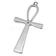 Tibetan Style Alloy Big Pendants, Ankh Cross, Cadmium Free & Lead Free, Antique Silver, 55x29x3mm, Hole: 2mm, about 150~160pcs/1000g(TIBEP-12911-01AS-RS)