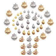 SUNNYCLUE Stainless Steel Charms, Laser Cut, Scallop Shell Shape, Mixed Color, 48pcs/box(STAS-SC0002-44)