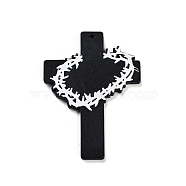 Acrylic Pendants, Double-sided Printed, Cross, 48.5x35.5x2.5mm, Hole: 1.5mm(OACR-B024-01A)