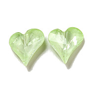 Glass Rhinestone Cabochons, Point Back & Back Plated, Faceted, Heart, Chrysolite, 12x12x5mm(RGLA-G021-05B-238DE)