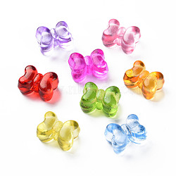 Transparent Acrylic Beads, Bowknot, Mixed Color, 11x15x8.5mm, Hole: 3mm, about 520pcs/500g(MACR-N013-004)