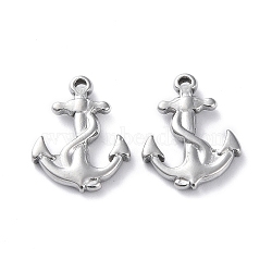 304 Stainless Steel Pendants, Anchor Charm, Stainless Steel Color, 19x15x3mm, Hole: 1.2mm(STAS-P324-21P)
