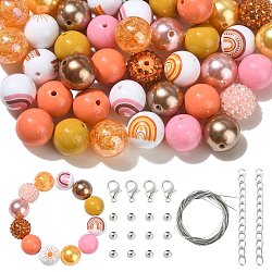 DIY Beaded Bracelet Pendant Decoration Making Kit, Including Acrylic Round Beads, Lobster Claw Clasps, Chain Extenders, Mixed Color, Beads: 115Pcs/set(DIY-CJC0007-03)
