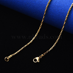 PVD Vacuum Plating 304 Stainless Steel Coreana Chain Necklace, with Lobster Claw Clasp, Real 18K Gold Plated, 19.68 inch(50cm)x0.6mm(NJEW-S420-005A-G)